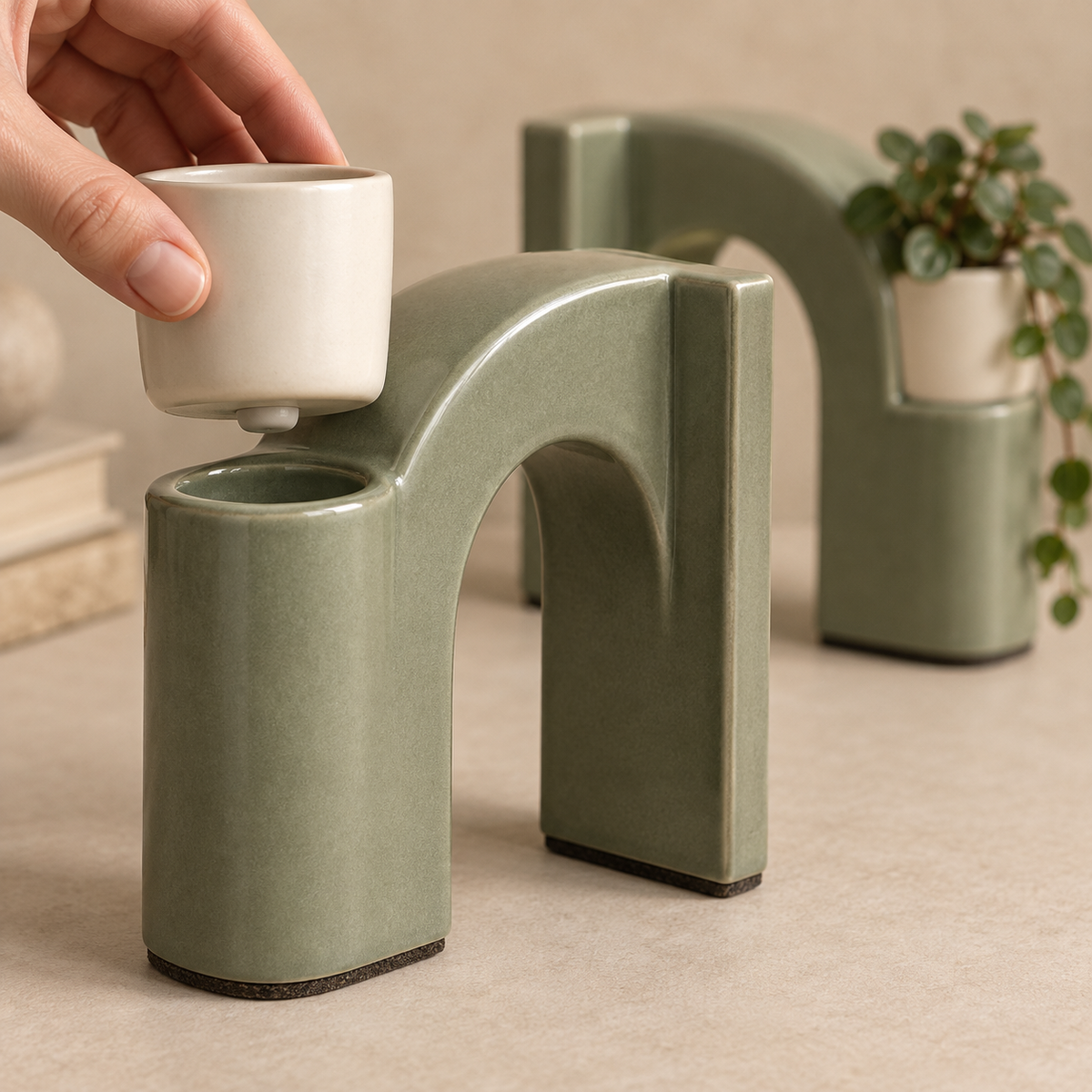 Plantergate Living Arch Bookends - detail planter pocket close-up