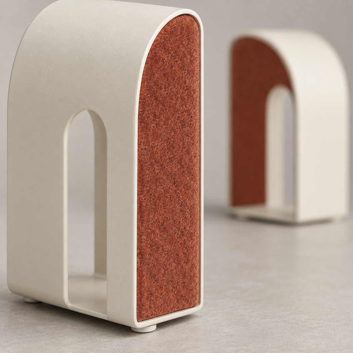 Softcurve Felt-Lined Arch Bookends - detail felt panel close-up