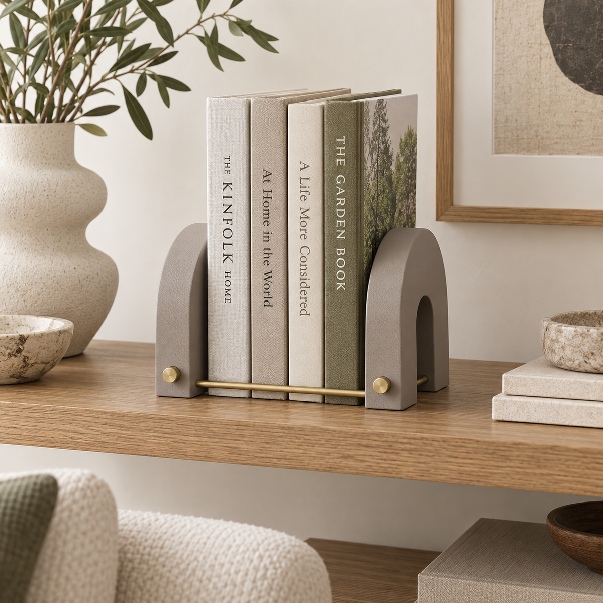 Bridgefold Adjustable Arch Bookends - lifestyle living room