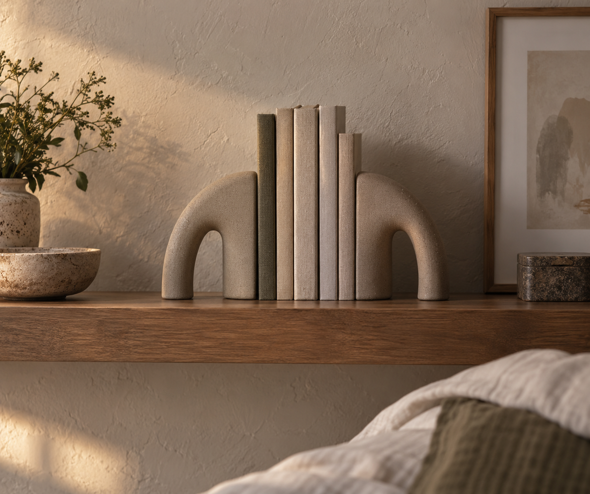 Moonspan Offset Arch Bookends - lifestyle bedroom