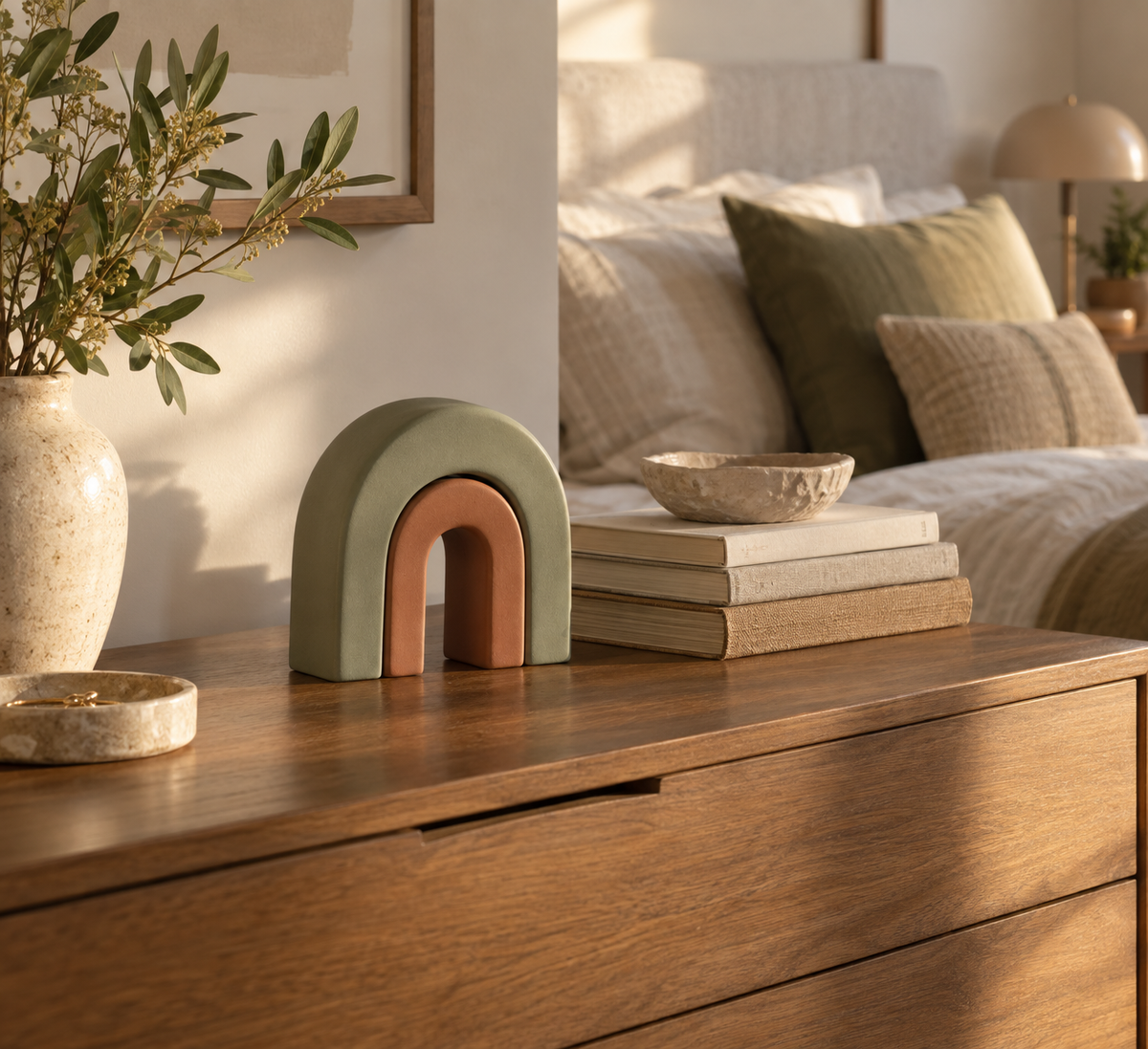 Arcstone Duo Arch Bookends - lifestyle bedroom