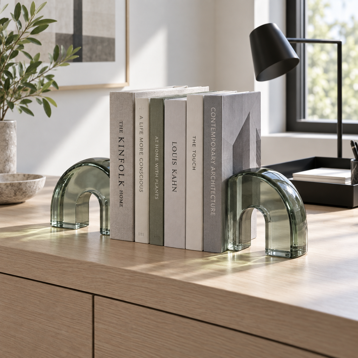 Glassway Transparent Arch Bookends