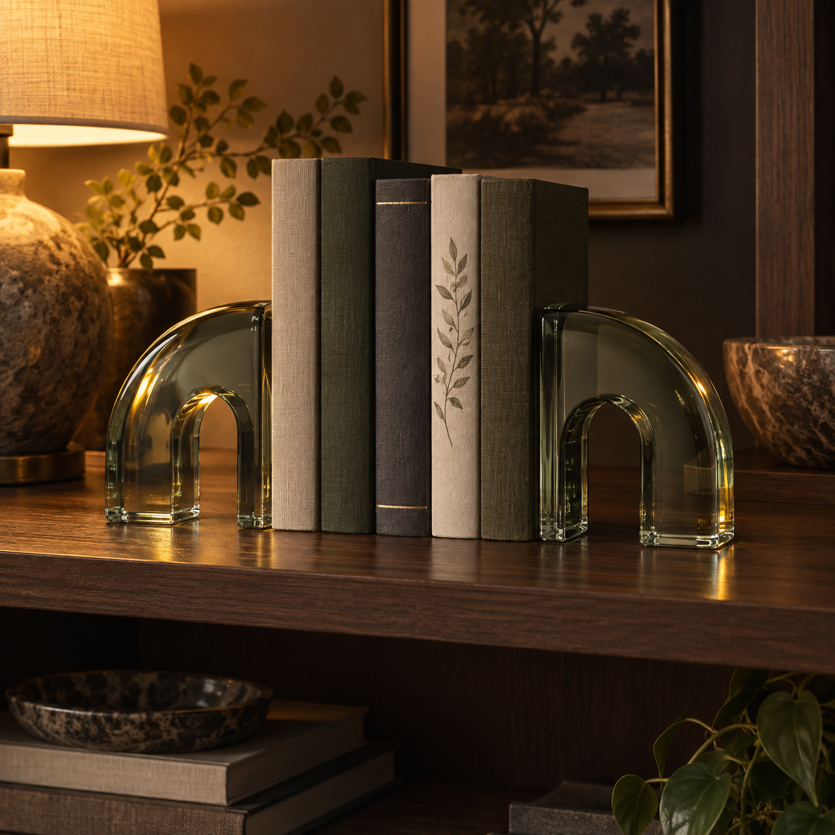 Glassway Transparent Arch Bookends
