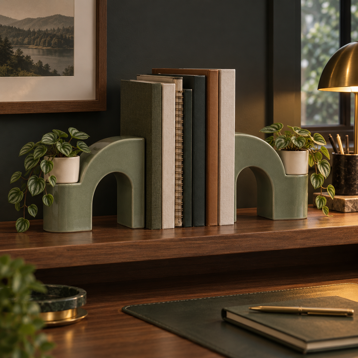 Plantergate Living Arch Bookends - lifestyle office