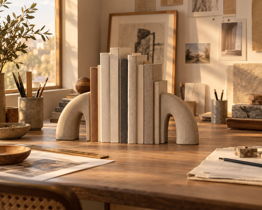 Moonspan Offset Arch Bookends - lifestyle studio